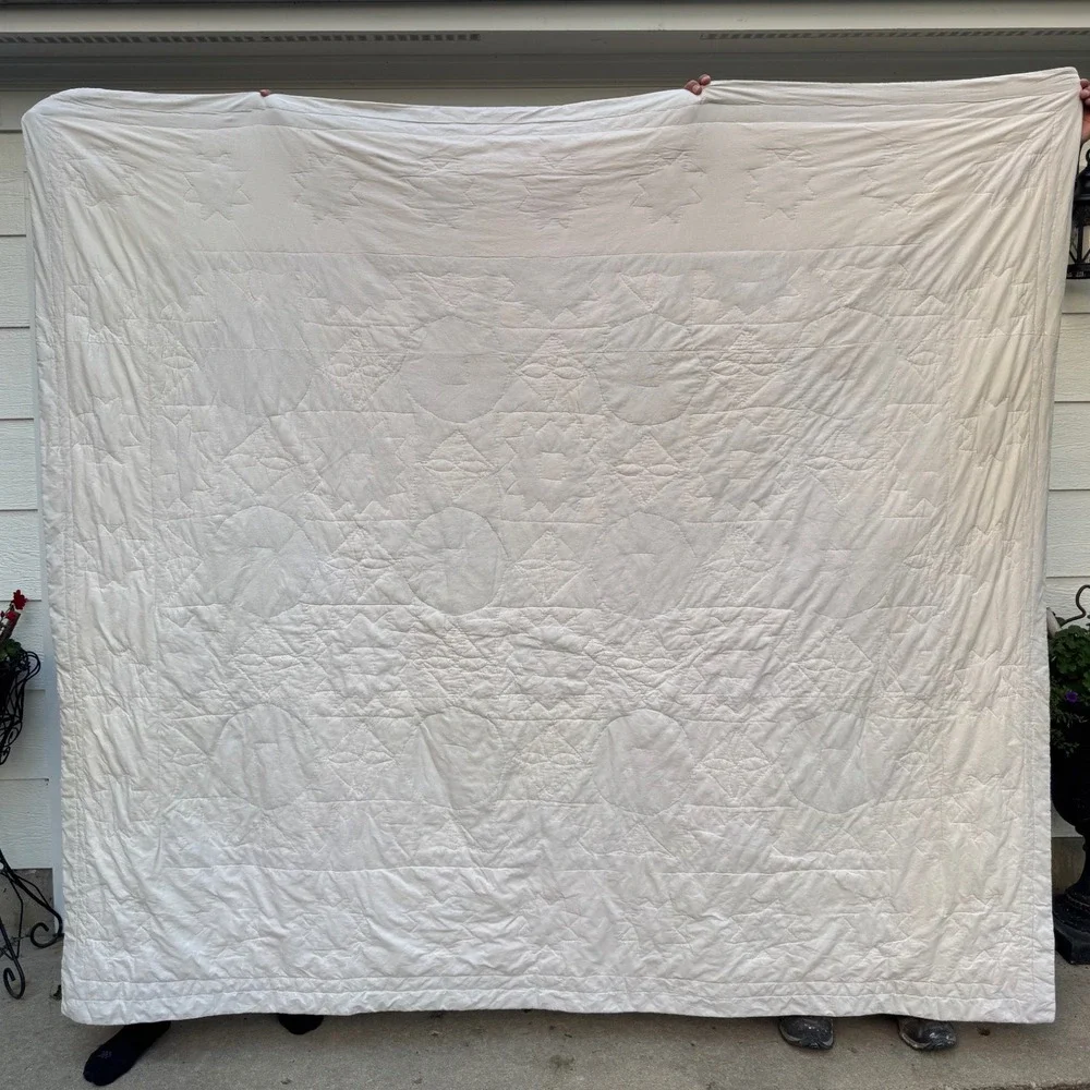Vintage Americana Star Quilt – Patriotic Red White & Blue Patchwork – Full/Queen